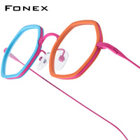 FONEX Acetate Titanium Glasses Frame Men Polygon Eyeglasses 85895