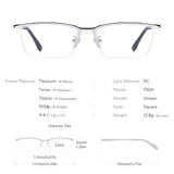 FONEX HONILLESI Titanium Glasses Frame Men Semi Rimless Eyeglasses 7306