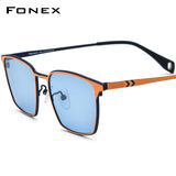 FONEX Titanium Polarized Sunglasses Men Square F85856T