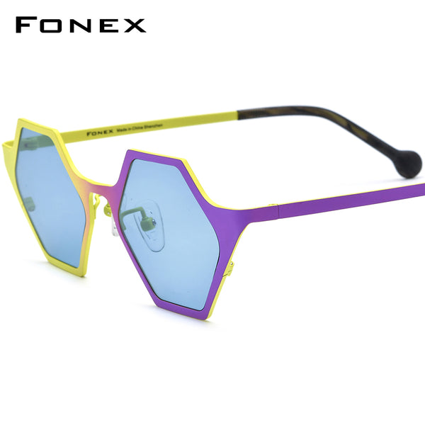 FONEX Titanium Sunglasses Men Polygon Polarized F85881T