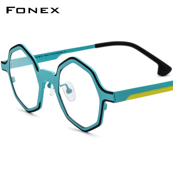 FONEX Pure Titanium Glasses Frame Women Polygon Eyeglasses F85812