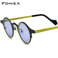 FONEX Titanium Men Round Polarized Sunglasses F85807T