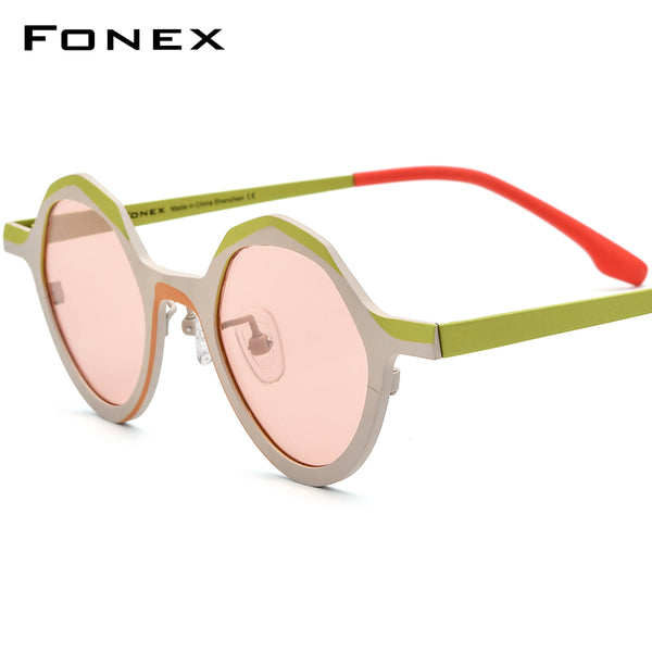 FONEX Titanium Men Small Polygon Polarized Sunglasses F85803T