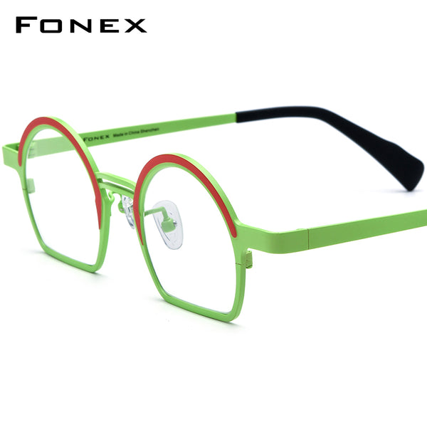 FONEX Pure Titanium Glasses Frame Women Round Eyeglasses F85840