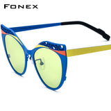 FONEX Pure Titanium Polarized Sunglasses Women Cat Eye F85825T