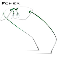 FONEX B Titanium Glasses Frame Men Brand Rimless Square Eyeglasses 85871