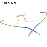 FONEX Titanium Glasses Frame Men Rimless Eyeglasses 85899
