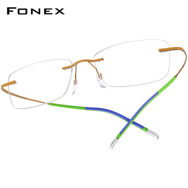 FONEX Titanium Glasses Frame Men Rimless Eyeglasses 85899