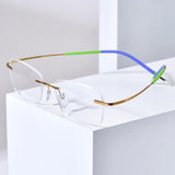 FONEX Titanium Glasses Frame Men Rimless Eyeglasses 85899