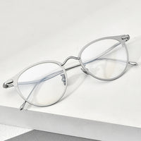 FONEX Titanium Glasses Frame Men Round Eyeglasses 8509