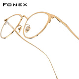 FONEX Titanium Glasses Frame Men Round Eyeglasses 8509