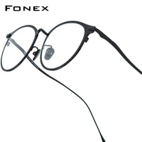 FONEX Titanium Glasses Frame Men Round Eyeglasses 8509