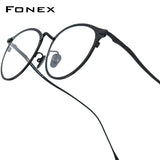 FONEX Titanium Glasses Frame Men Round Eyeglasses 8509