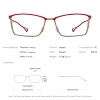 FONEX Titanium Glasses Frame Men Square Eyeglasses 85819