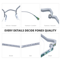 FONEX Pure Titanium Glasses Frame Women Polygon Eyeglasses 85866
