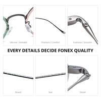 FONEX Acetate Titanium Glasses Frame Men Polygon Eyeglasses 85895