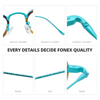 FONEX Acetate Titanium Glasses Frame Men Cat Eye Eyeglasses 85896