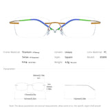 FONEX Titanium Glasses Frame Men Rimless Eyeglasses 85899