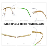 FONEX Titanium Glasses Frame Men Rimless Eyeglasses 85899