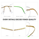 FONEX Titanium Glasses Frame Men Rimless Eyeglasses 85899