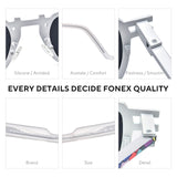 FONEX Titanium Men Square Polarized Sunglasses 85910T