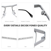 FONEX Titanium Glasses Frame Men Square Eyeglasses 85911