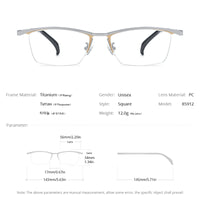 FONEX Pure Titanium Glasses Frame Men Semi-Rimless Eyeglasses 85912