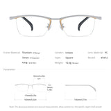 FONEX Pure Titanium Glasses Frame Men Semi-Rimless Eyeglasses 85912