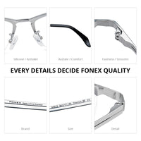 FONEX Pure Titanium Glasses Frame Men Semi-Rimless Eyeglasses 85912