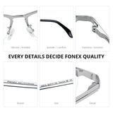 FONEX Pure Titanium Glasses Frame Men Semi-Rimless Eyeglasses 85912