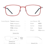 FONEX Titanium Glasses Frame Men Square Screwless Eyeglasses 85913