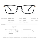 FONEX Titanium Glasses Frame Men Square Eyeglasses 85915