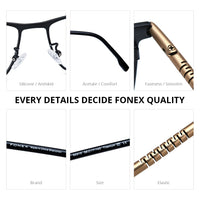 FONEX Titanium Glasses Frame Men Square Eyeglasses 85915