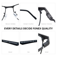 FONEX Titanium Glasses Frame Men Square Eyeglasses 85916