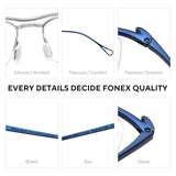 FONEX Titanium Glasses Frame Men Semi-Rimless Square Eyeglasses 85919