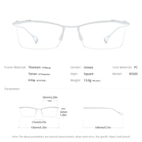 FONEX Titanium Glasses Frame Men Semi Rimless Square Eyeglasses 85920