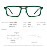 FONEX Pure Titanium Glasses Frame Men Square Eyeglasses 85925