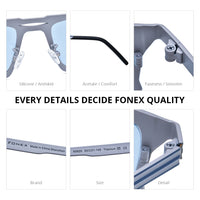 FONEX Titanium Women Square Polarized Sunglasses 85925T