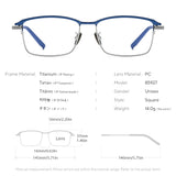FONEX Titanium Glasses Frame Men Square Eyeglasses 85927