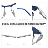 FONEX Titanium Glasses Frame Men Square Eyeglasses 85927