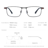 FONEX Titanium Glasses Frame MenSquare Eyeglasses 85928