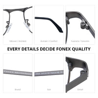 FONEX Titanium Glasses Frame MenSquare Eyeglasses 85928