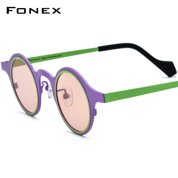 FONEX Titanium Men Round Polarized Sunglasses F85807T