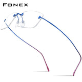 FONEX B Titanium Glasses Frame Men Brand Rimless Square Eyeglasses 85871