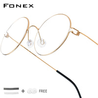 FONEX Titanium Alloy Glasses Frame Men Round Screwless Eyeglasses 98607