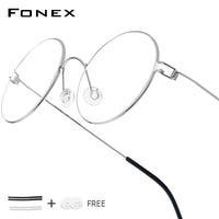 FONEX Titanium Alloy Glasses Frame Men Round Screwless Eyeglasses 98607