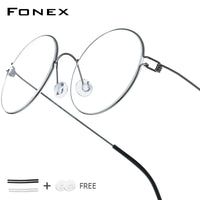 FONEX Titanium Alloy Glasses Frame Men Round Screwless Eyeglasses 98607
