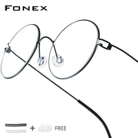 FONEX Titanium Alloy Glasses Frame Men Round Screwless Eyeglasses 98607