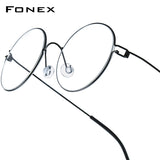 FONEX Titanium Alloy Glasses Frame Men Round Screwless Eyeglasses 98607
