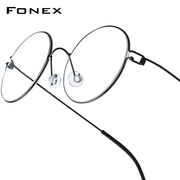 FONEX Titanium Alloy Glasses Frame Men Round Screwless Eyeglasses 98607